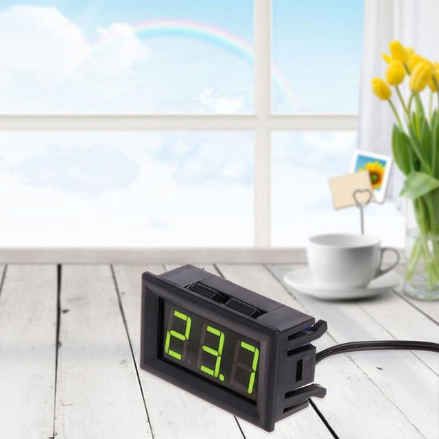 DingDing Digitales 12-V-LED-Temperaturüberwachungsthermometer mit Temperaturfühler in Grün - Bild 1