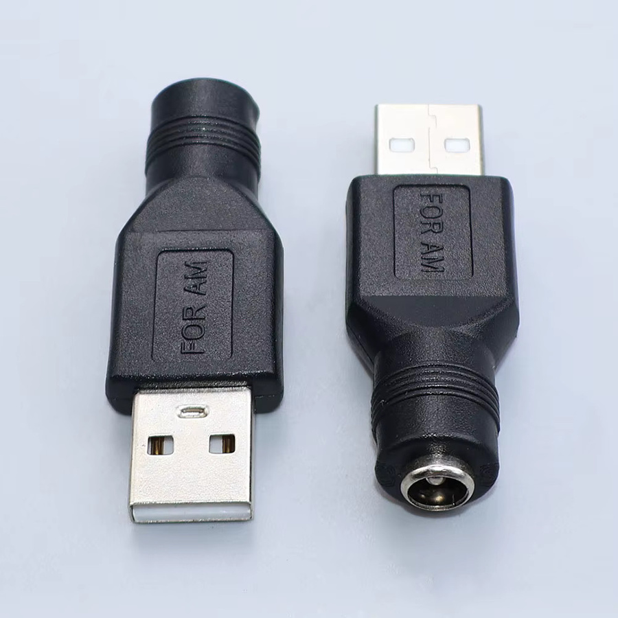YanXi DC-Stecker auf USB 2.0 Adapter Set, 5,5 x 2,1 mm auf USB-A Ladekonverter für Laptop und PC, Schwarz - Bild 3