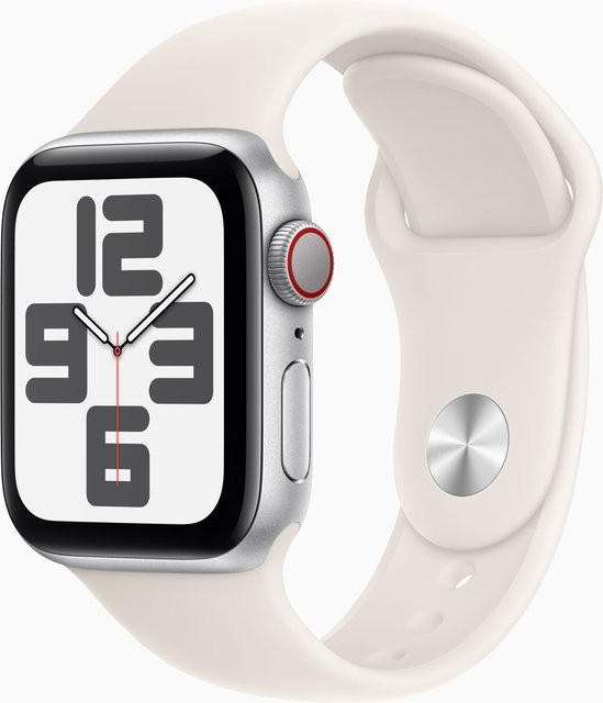 Apple Watch SE GPS + Cellular mit 44 mm Aluminiumgehäuse in Polarstern und Sportarmband in Polarstern S/M - Bild 1