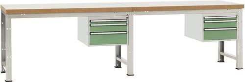 Manuflex Werkbank WP5562.6011 aus Stahl und Holz in Resedagrün (RAL 6011), B: 180 cm, T: 70 cm, H: 80 cm - Bild 1