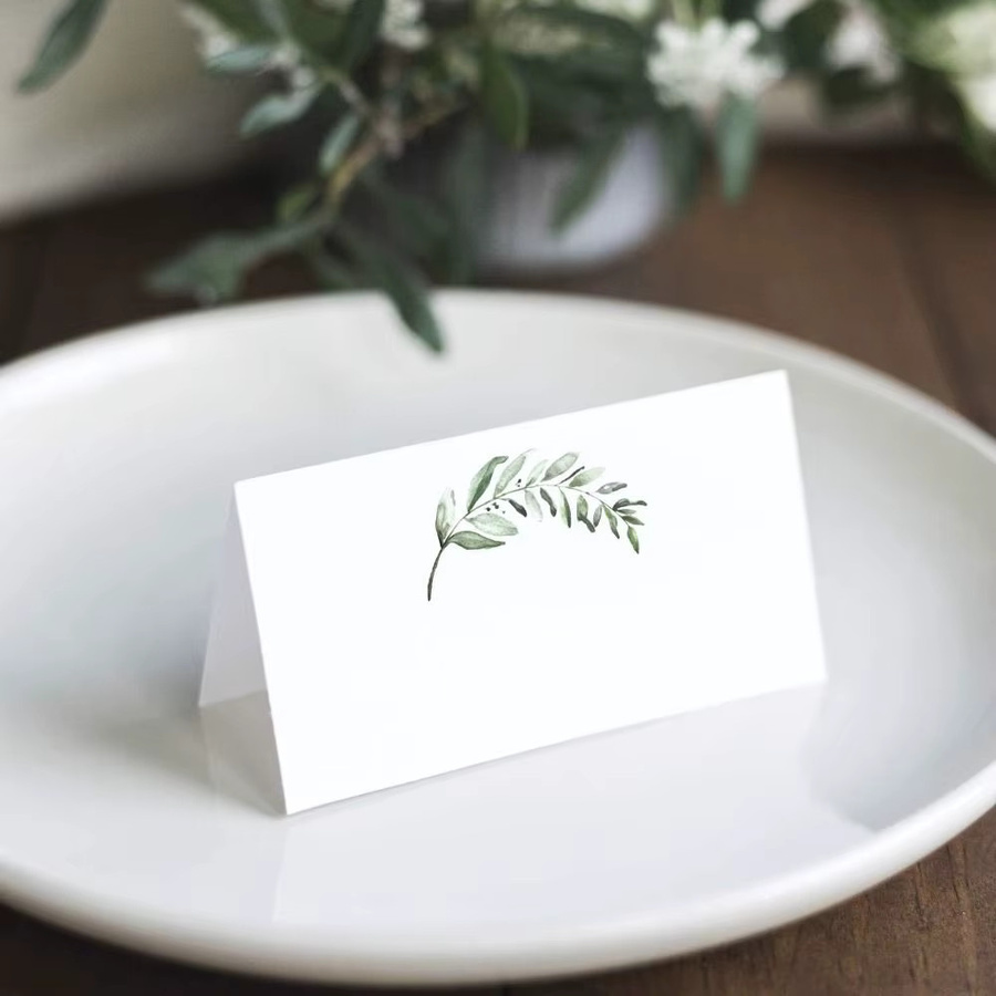 50 Stück leere Tischkarten aus weißem Papier für Hochzeiten und Partys, rechteckig - Bild 2