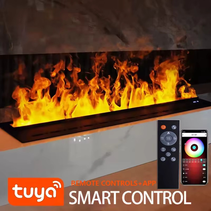 WOFAID Dekorativer Elektrischer Tischkamin mit 3D Atomisiertem Wasserdampf-Flammeneffekt in Mehrfarbig, Modernes Design mit Steinoptik und Smart Home Integration - Bild 2