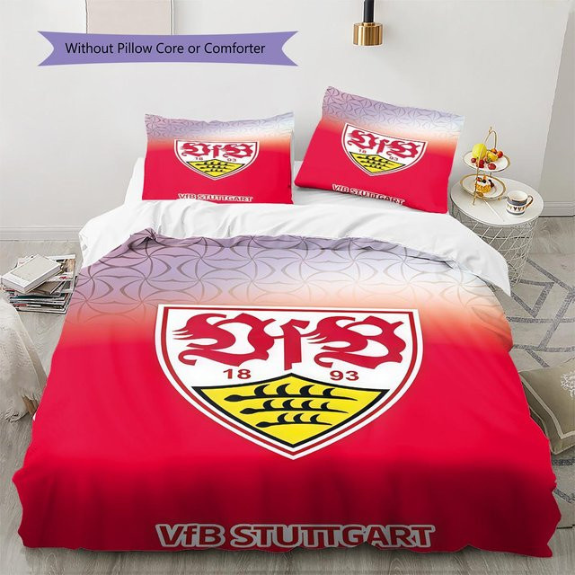 Stuttgart Fußballverein Bettwäsche Set mit Bettbezug und 2 Kissenbezügen in Rot, B/H: 155 x 200 cm - Bild 1