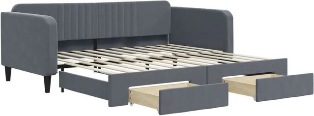 vidaXL Tagesbett ausziehbar mit Schubladen in Dunkelgrau, Samt, B/T/H: 100-120 x 200 x 75 cm - Bild 1