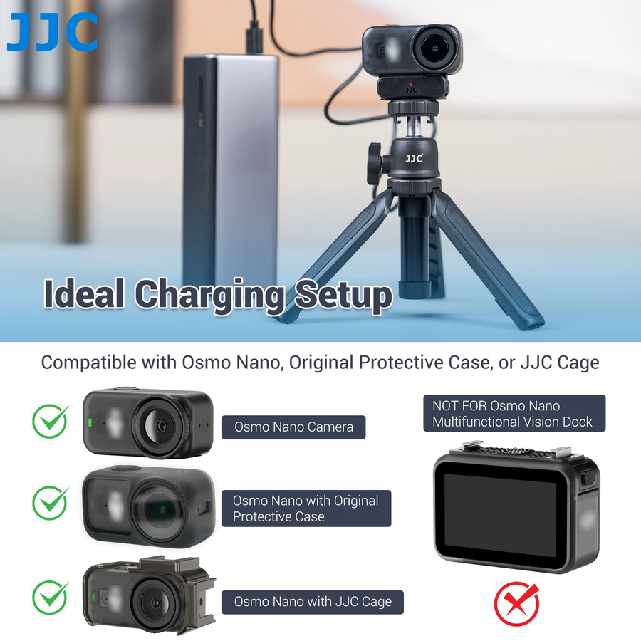 JJC Bidirektionaler Magnetischer Montageadapter für DJI Osmo Nano mit USB-C Anschluss und 1/4"-20 Zweiklauen-Halterung in Schwarz - Bild 3