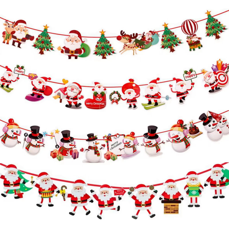 Huiran Weihnachtsbanner-Girlande aus Papier in Mehrfarbig für deine Weihnachtsdekoration - Bild 2