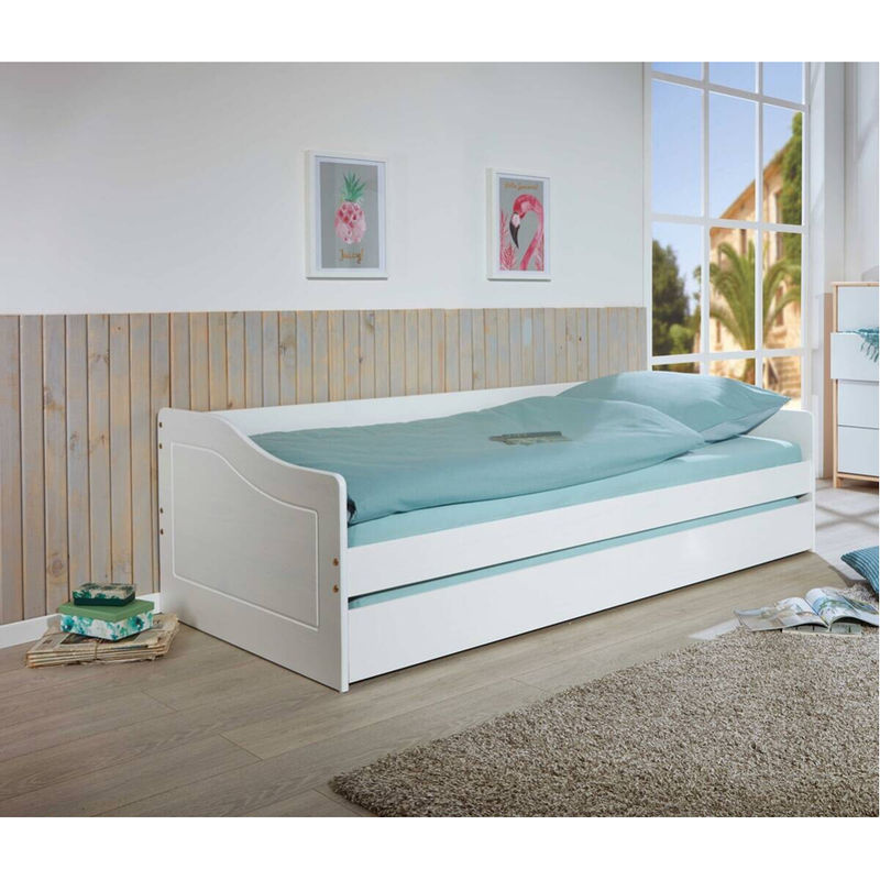 Inter Link Kinderbett Leonie mit Ausziehbett und Schubladen aus Kiefer Massivholz, Weiss, B/T/H: 90 x 200 cm - Bild 4