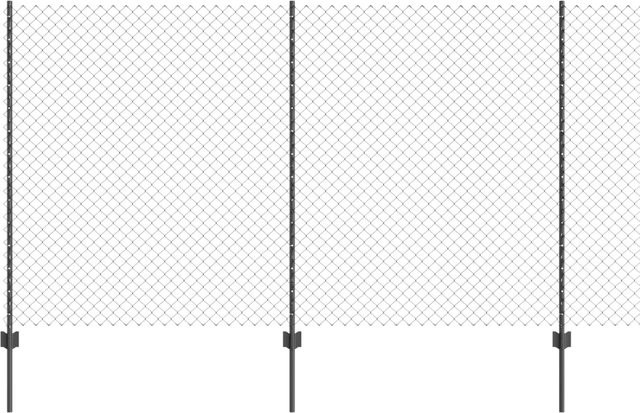 vidaXL Zaun mit Pfosten Grau aus Stahl und PVC, Höhe: 140 cm, Länge: 10 m - Bild 1
