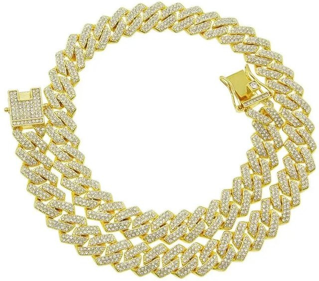 Suns Halskette, Kubanische Gliederkette, Edelstahl, Roségold, Zirkonia, Unisex, 20,32 cm - Bild 1
