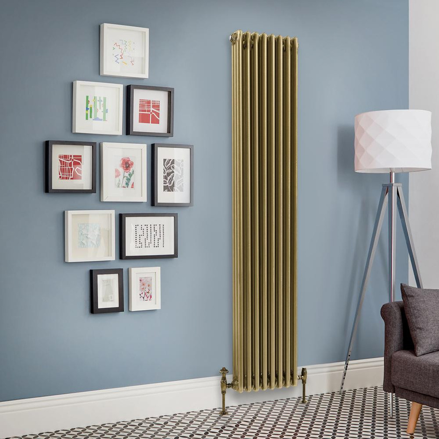 Regent Gliederheizkörper 3-Säulen Vertikal in Gold, H: 180 cm, B: 38 cm - Bild 1