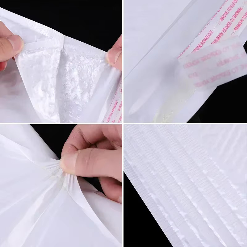 Weiße Schaumstoff-Versandtaschen mit Luftpolsterung und selbstklebendem Verschluss aus Kunststoff, 50 Stück - Bild 5