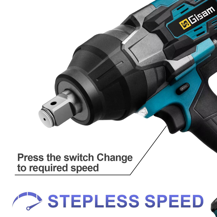 Gisam GΣ 3100 N.M Bürstenloser Akku-Schlagschrauber mit 3/4 Zoll Antrieb, kompatibel mit Makita 18 V Akku - Bild 4