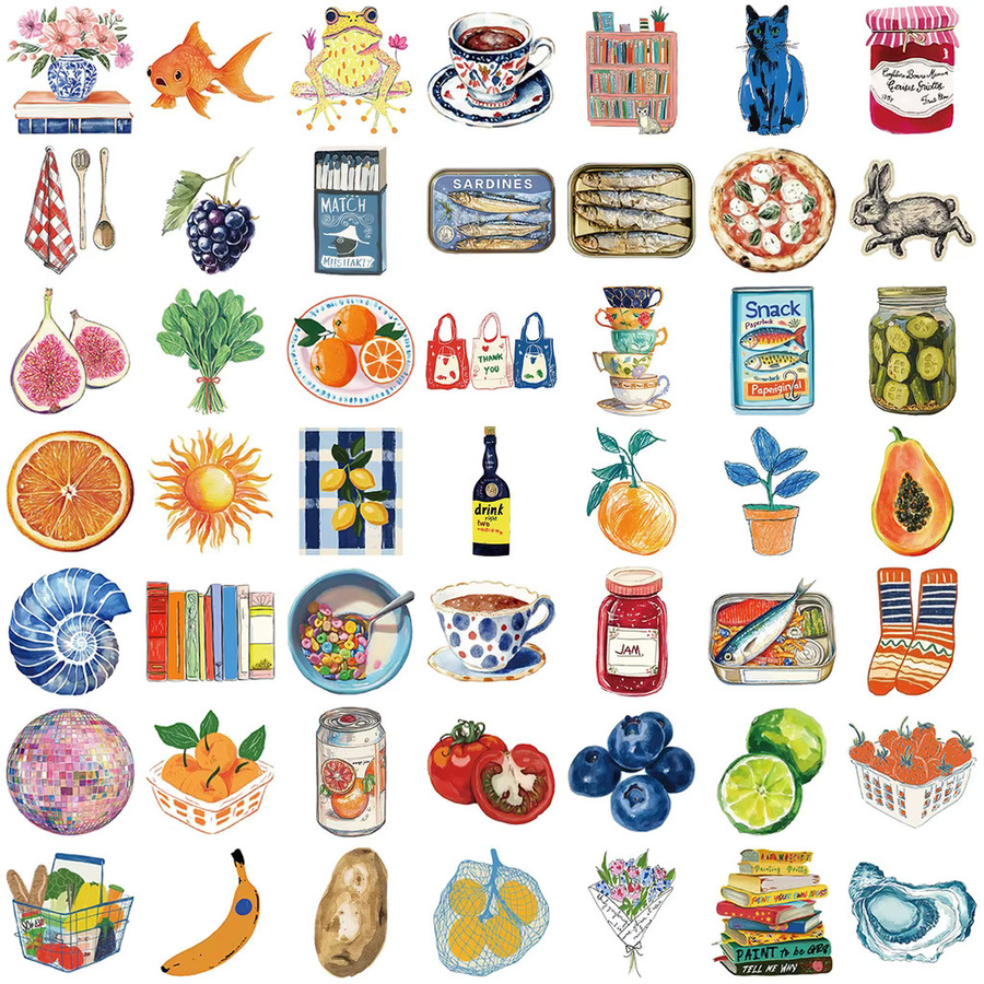 100 Stück wasserfeste Cartoon-Aufkleber im mediterranen Graffiti-Stil von AnimeWorlds Store, bunt, ideal als DIY-Dekoration für Notebooks, Gitarren und Gepäck - Bild 2
