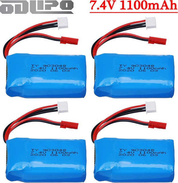 WLtoys LiPo Batterie 7,4 V 1100 mAh mit JST Stecker in Blau für RC Autos - Bild 1