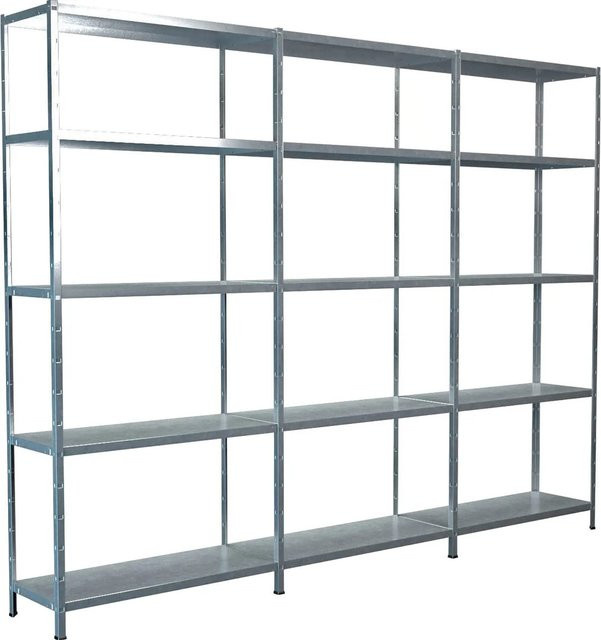 Schulte Steckregal-Set aus verzinktem Metall mit 1 Steckregal und 2 Anbauregalen, B/T/H: 260 x 35 x 200 cm - Bild 1