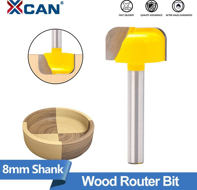 XCAN Gravurfräser für Holz mit 8mm Schaft für Schalen- und Tellergravuren, Durchmesser: 28,575 mm, 1 Stück - Bild 1