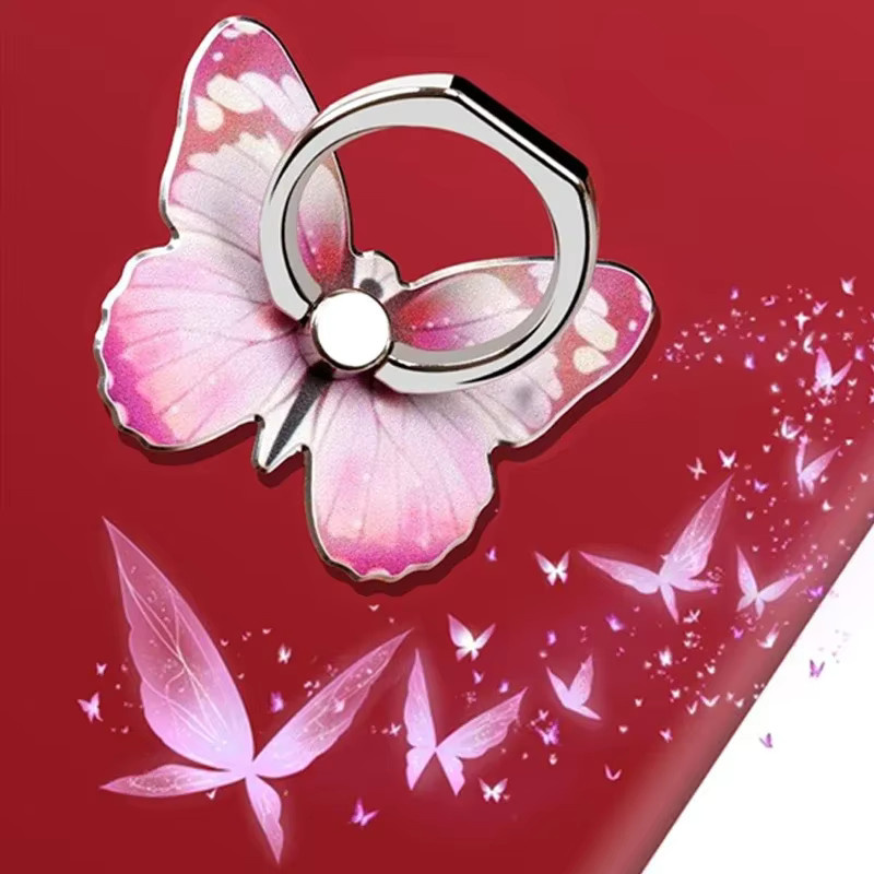 WSSHE Smartphone Fingerringhalter mit Cartoon-Schmetterling in Lila für iPhone 16 15 und andere Modelle - Bild 3