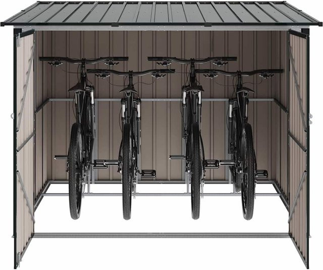 VD Home Furnishing Fahrradschuppen aus Metall in Anthrazit mit Doppeltür, B/T/H: 216 x 207 x 158 cm - Bild 1