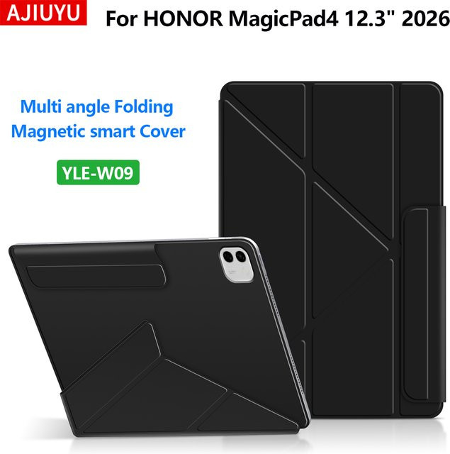 Magnetische Y-Fold Tablet-Hülle für Honor MagicPad 4 12,3 Zoll (2026) YLE-W09 in Schwarz - Bild 1