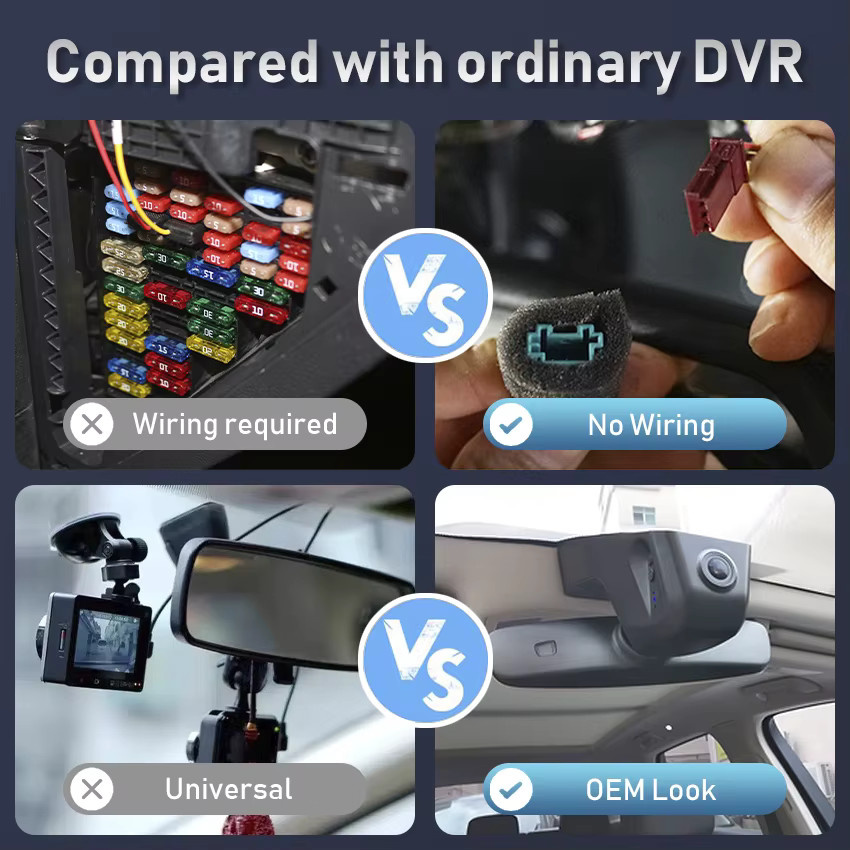 CARBAOHUI 4K UHD Dashcam für VW Volkswagen Touareg 3 CR7, Plug and Play DVR Dash Cam Recorder, Schwarz - Bild 4