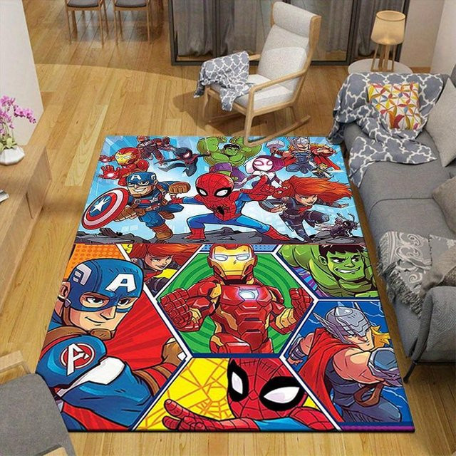 Marvel Avengers Superhelden Teppich von Yun Heng Three, rutschfeste und waschbare Fußmatte mit Cartoon-Charakter-Design in Multicolour, B: 120 cm, T: 80 cm - Bild 1