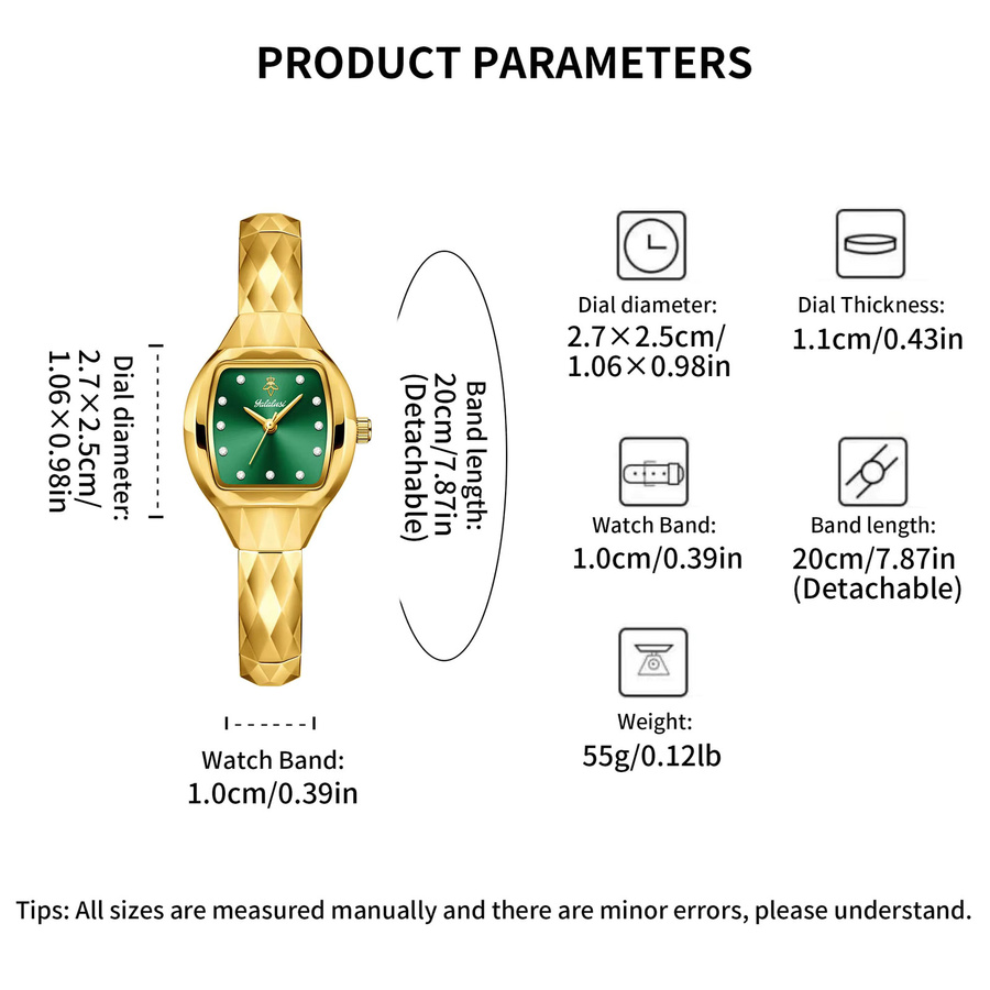 YaLaLuSi Armbanduhr, Quarz, Edelstahl, Gold, Kristall, Damen - Bild 4