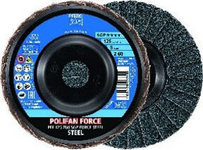 PFERD SGP FORCE STEEL Fächerschleifscheibe Blau Durchmesser: 115 mm, Bohrungs-Ø: 22,23 mm, Körnung: Z60 - Bild 1