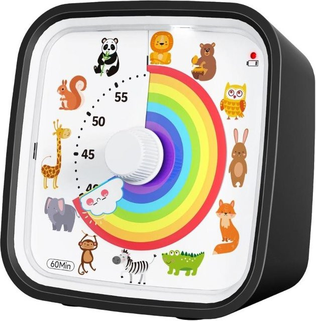 Three Body Visueller Timer mit Regenbogen-Scheibe für Kinder und Erwachsene, 60-Minuten-Countdown in Schwarz und Multicolour - Bild 1
