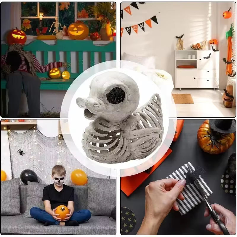 Dekorative Halloween Enten-Skelett Figur aus Kunstharz in Weiß - Bild 3