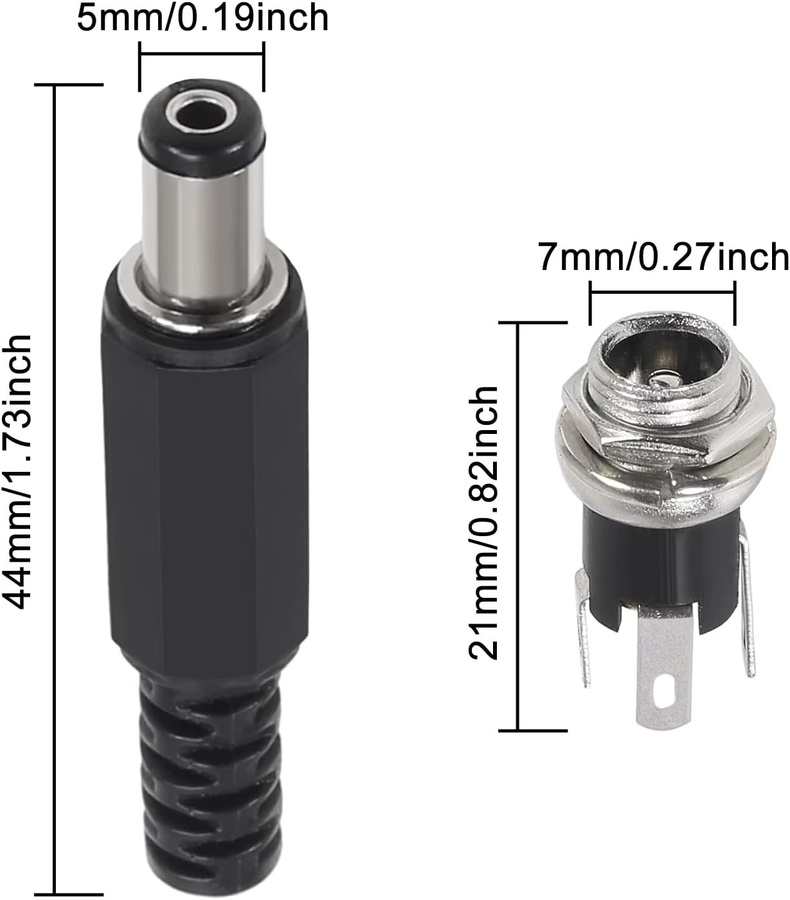 AOKIN 30 Stück DC-Stromstecker-Adapter, weibliche Panelmontage-Steckverbinder 5,5 mm x 2,1 mm, 3-polig, Schwarz - Bild 2