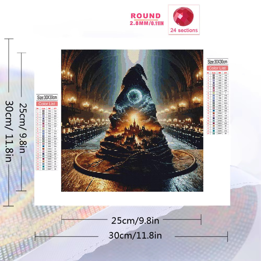 Momoart Diamond Painting Set Landschaft mit Schloss und Mond Motiv als DIY Kreuzstich Kit in Multicolour - Bild 2