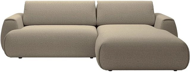 Vente-unique Schlafsofa Monelia in Taupe und Beige mit L-Form und Schlaffunktion aus Chenille-Stoff, Breite: 270 cm - Bild 1