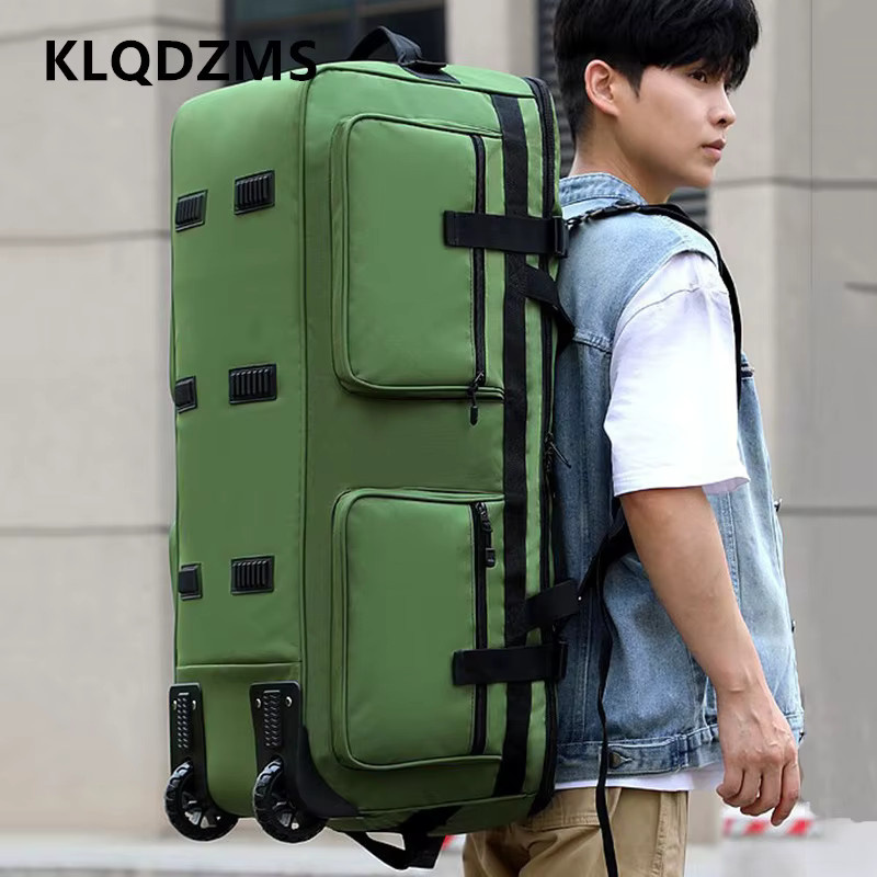 KLQDZMS Outdoor Gepäcktasche aus Oxford-Gewebe als Kleiderorganizer für Reisen in Schwarz und Grün - Bild 2