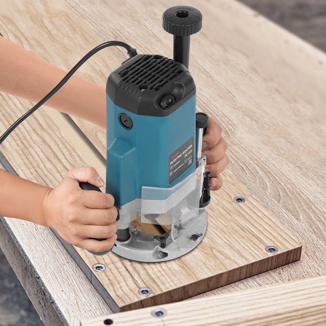 CNCEST Elektrische Oberfräse in Blau mit 2200W Leistung, 6 variablen Geschwindigkeiten und 15 Fräsern - Bild 1