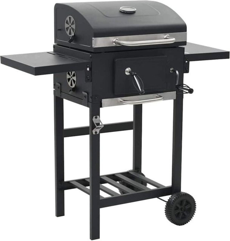 Vidaxl Holzkohlegrill aus Stahl mit unterer Ablage in Schwarz - Bild 1