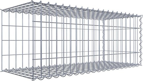 Gabiona Anbaukorb Typ 2 aus Stahl in Silbergrau, B/T/H: 40 x 100 x 40 cm, Maschenweite 5 x 10 cm - Bild 1