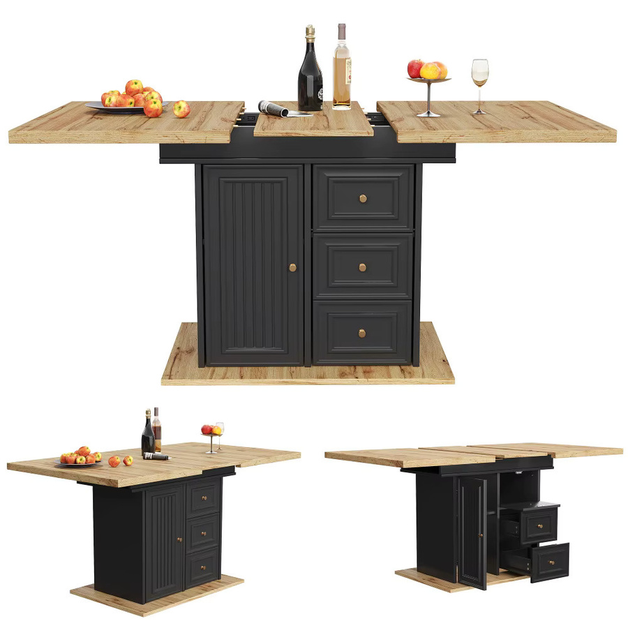PINGGO LED-Esstisch aus Holz für 6 Personen, ausziehbar, B/T/H: 140 x 80 x 75 cm - Bild 2