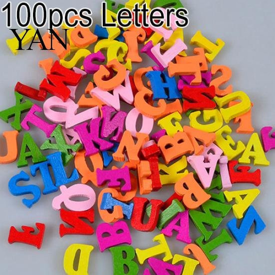 Pax 100 Stück bunte Buchstaben und Zahlen aus Holz mit flacher Rückseite für Bastelarbeiten und Dekorationen in Multicolour - Bild 1