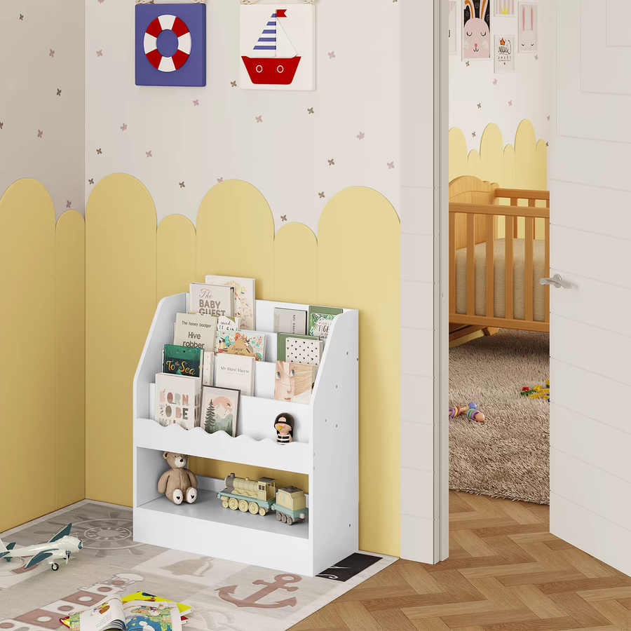WOLTU Kinder-Bücherregal in Weiß mit 5 Fächern für das Kinderzimmer, Montessori-Aufbewahrungsregal für Bücher und Spielzeug, B/T/H: 70 x 30 x 30 cm - Bild 2