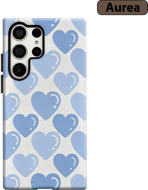 Potdemiel Handyhülle Baby Blue Hearts für Samsung Galaxy S26 S25 Ultra S24 S23 Ultra Plus Stoßfeste Doppelschicht Robuste Rückabdeckung in Blau - Bild 1