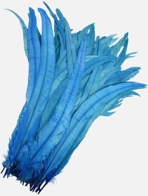 100 Stück blaue Hahnenfedern für DIY Handwerk, Nähen und Kleidung Dekor, Länge: 25-45 cm - Bild 1
