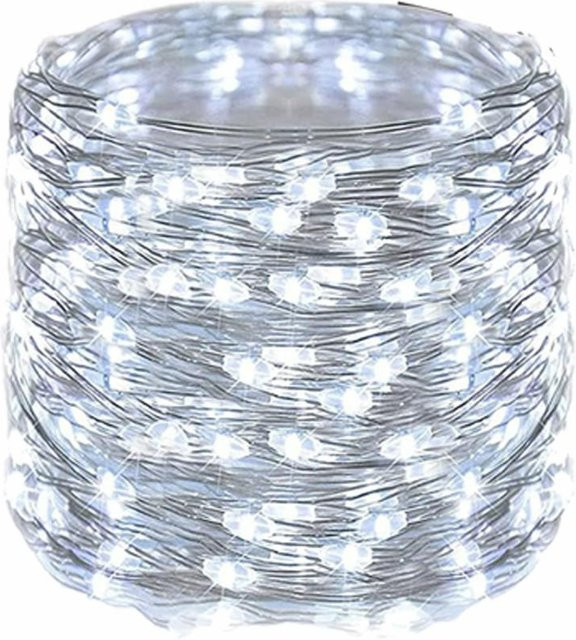 Kongdii Outdoor LED Lichterkette mit Fernbedienung und Timer, USB-Betrieb, kühle weiße LED-Beleuchtung für Garten, Party und Weihnachten, IP65 wasserdicht - Bild 1
