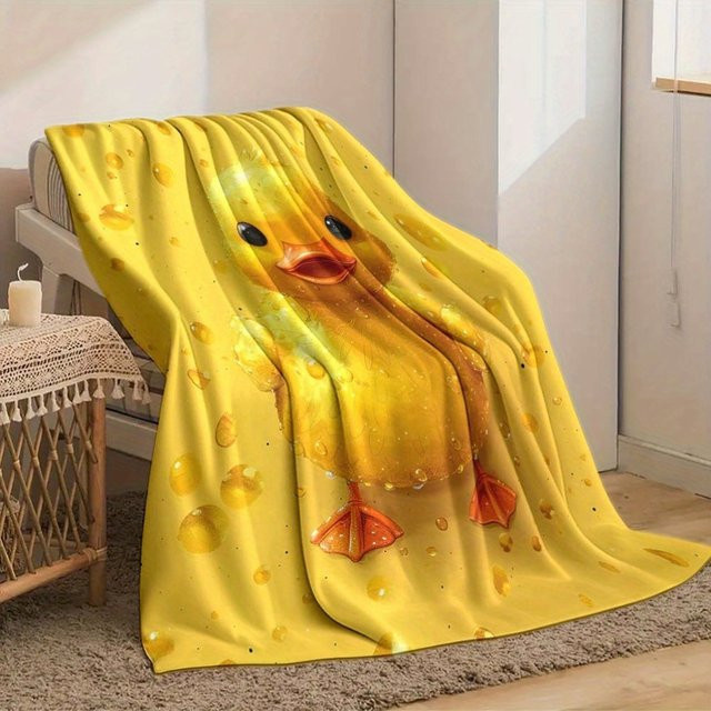 VIKAMA Heilende Winddecke mit gelber Ente in Gelb, weiche Polyester-Decke für Schlafzimmer, Sofa und Kinderzimmer, B/T: 90 x 60 cm - Bild 1