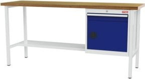 STIER Werkbank mit 1 Schublade und 1 Tür in Grau und Blau, B/T/H: 200 x 60 x 96 cm - Bild 1
