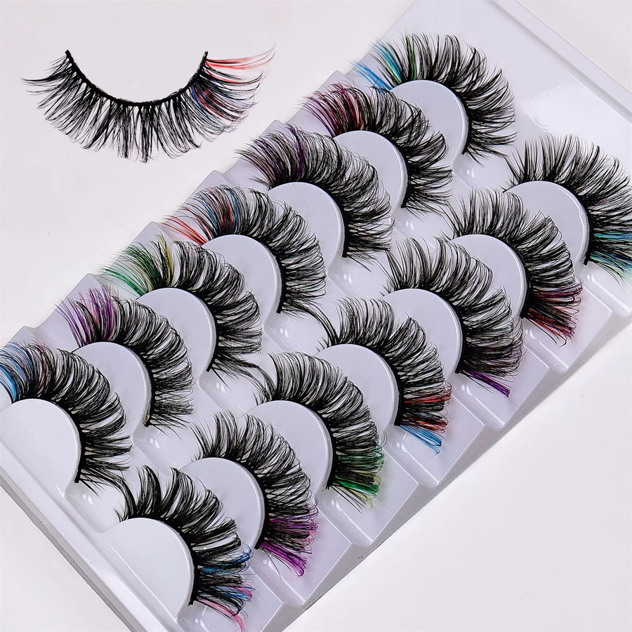 JIEFUXIN Künstliche Wimpern, 14 Paar, farbig, D-Locken, Volumen, Unisex - Bild 2