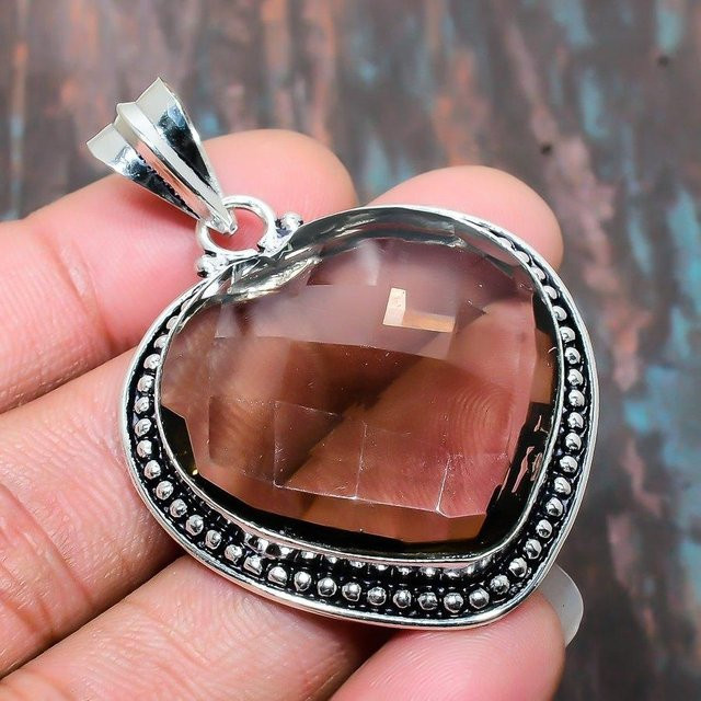 Copperie Anhänger, Rauchtopas, 925 Sterling Silber, orange, Unisex - Bild 1