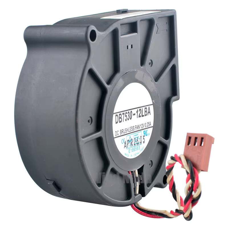 ANCHAOPU Radialventilator DB7530-12LBA Gehäuse Lüfter Schwarz B/T/H: 75 x 75 x 30 mm DC12 V 0,25 A 3-polig mit Doppelkugellager - Bild 2