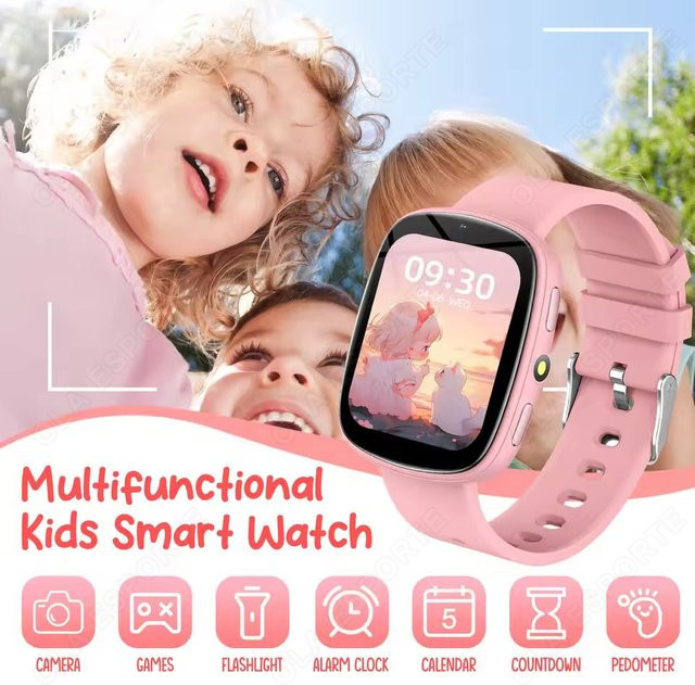 Ola Esporte Kinder Smartwatch HW12 in Blau mit 1,83 Zoll Display, 22 Spielen, Schlafmonitor, Kamera und Wecker - Bild 1