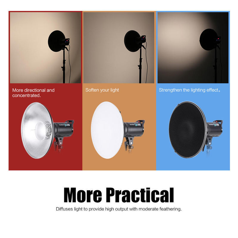 Aimo 16-Zoll Beauty Dish Softbox mit Diffusor und Wabengitter für Bowens-Halterung, Schwarz, B/T/H: 41 x 41 x 14,5 cm - Bild 8