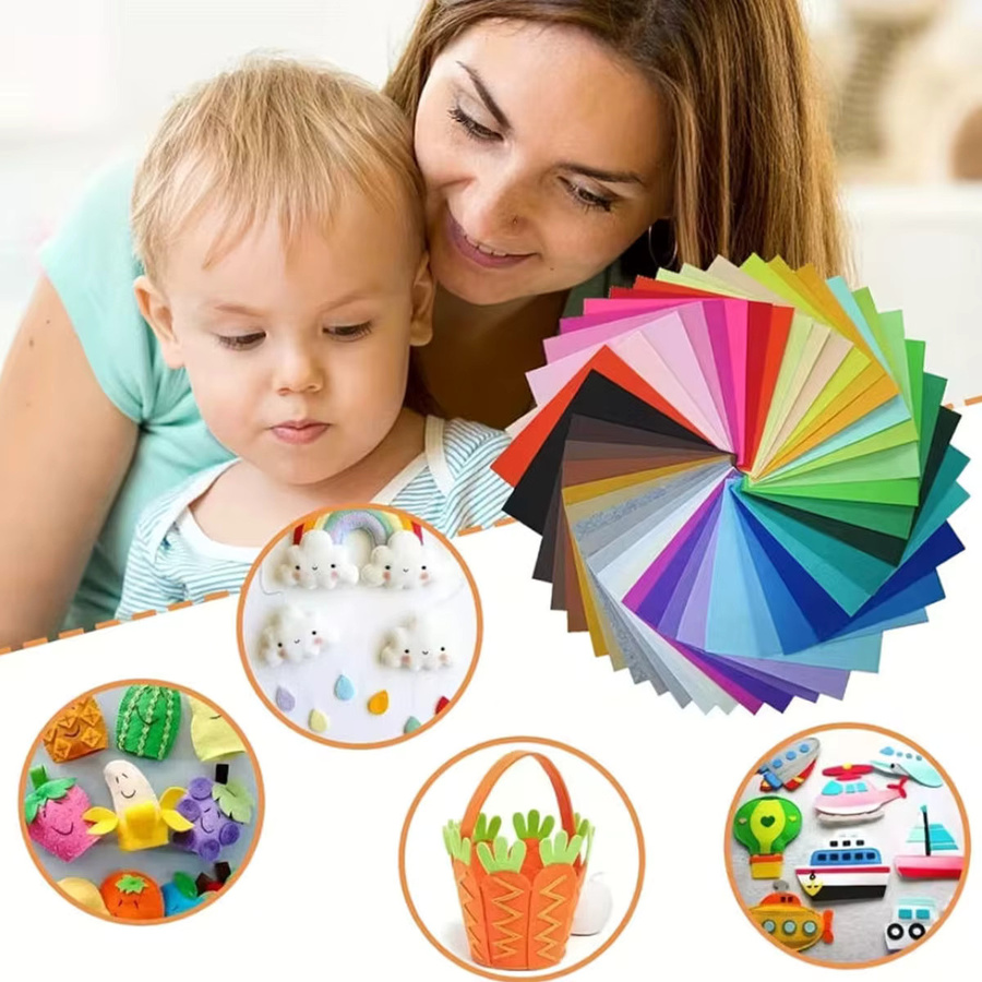 Bunter Filzstoff für DIY-Projekte und Patchwork, weiche Filzplatten in Mehrfarbig, Set für Bastelarbeiten und zum Nähen - Bild 4